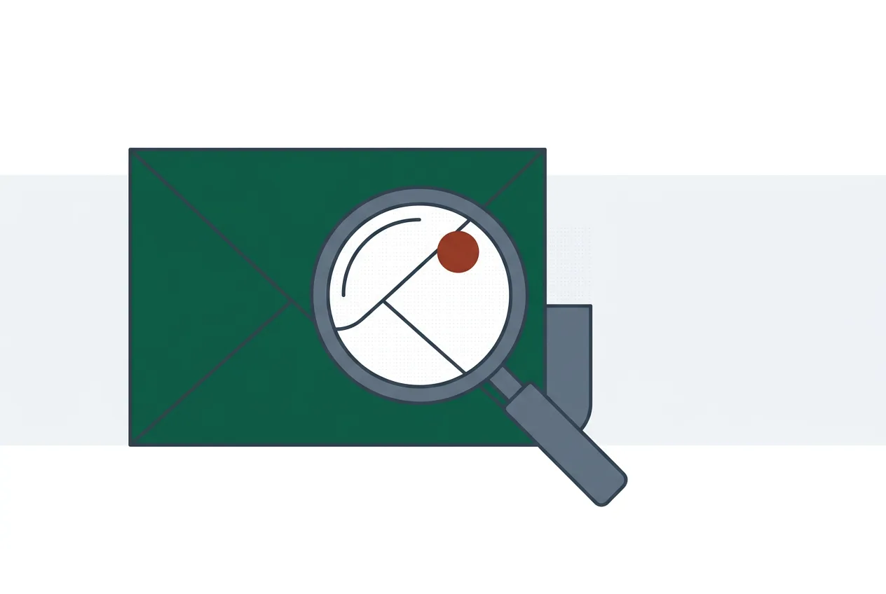 Illustration of a magnifying glass revealing an empty envelope