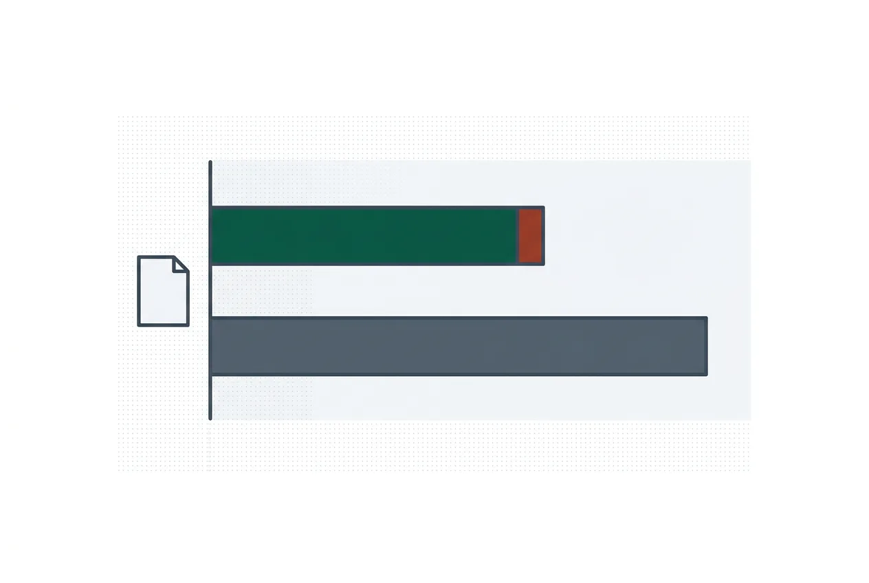 Illustration of two timeline bars of different lengths starting from the same point, the shorter one capped with a red stop marker